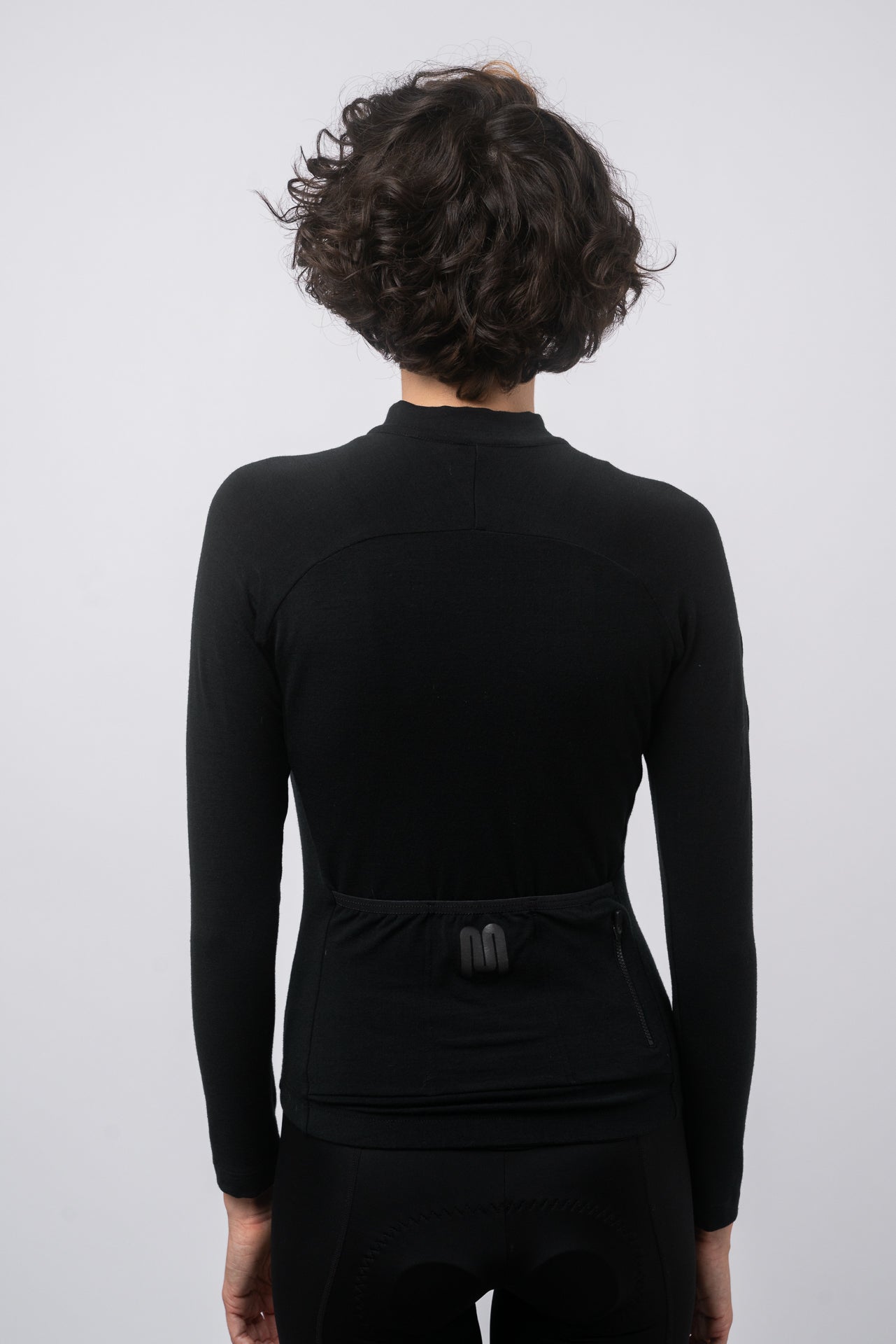 Black Women's Merino Jersey Long Sleeve