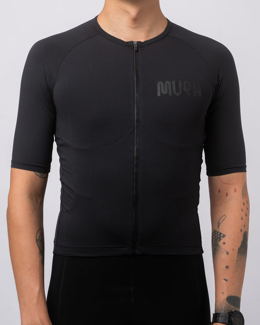 Men's Black on Black Recycled polyamide Jersey Short Sleeve